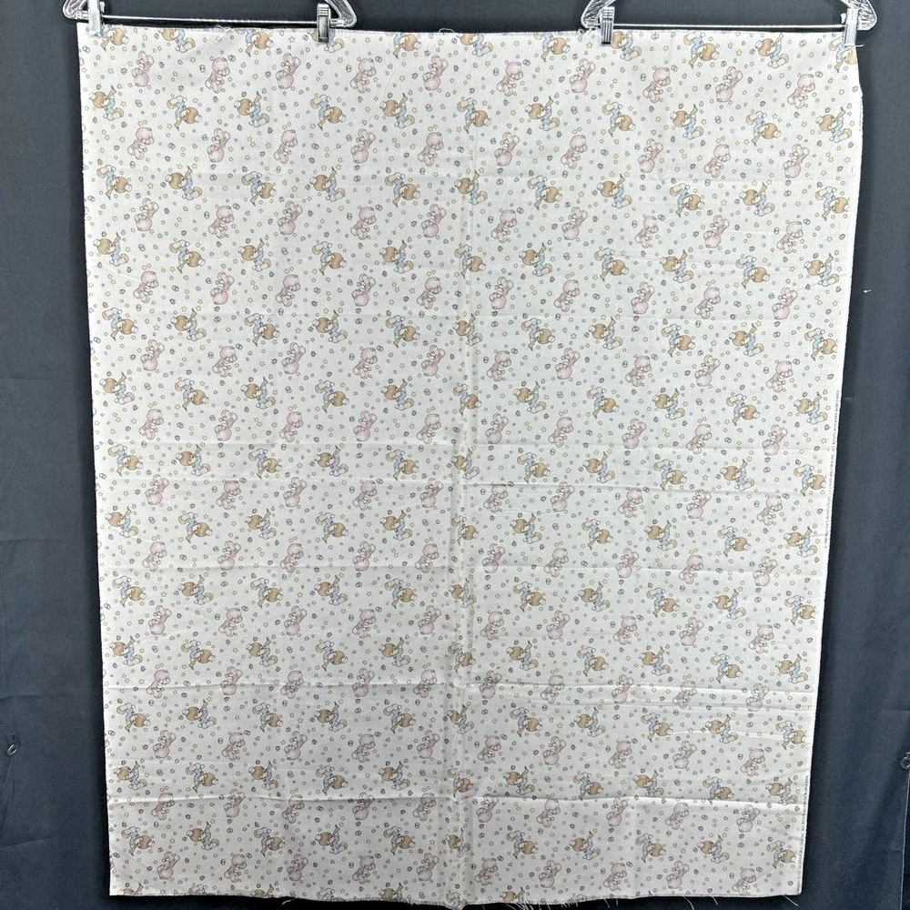Vtg 1998 Precious Moments Boy Girl Crib Blanket/Sheet Fabric Panel Hearts Stars